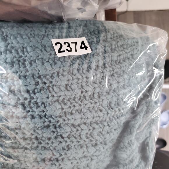 Free People Sweater Large Blue Cropped Chunky Knit Beach Oversized Slouchy - Picture 9 of 9